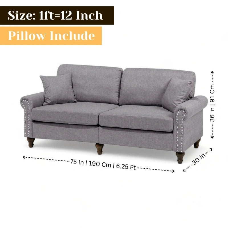 Fabric 3 Seater Sofa Couch for Your Perfect Home Living Room, Office (Classic)