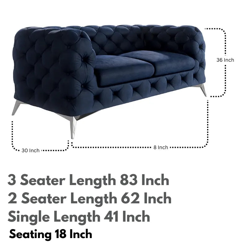 Button Tufted Chester Sofa Set: 3+2+1