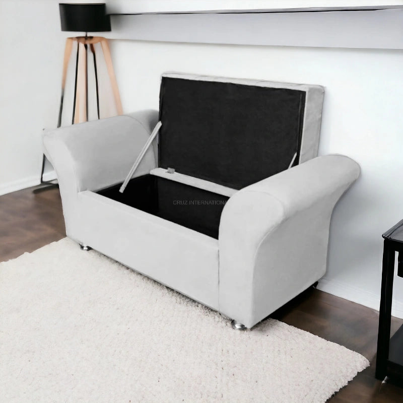 Modern Look Cute Fabric Ottoman with Storage for Living Room Office Bedroom