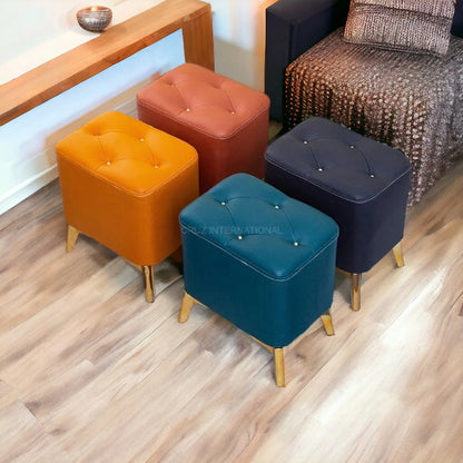 Modern Look Cute Fabric Ottoman Footrest for Living Room Office Bedroom