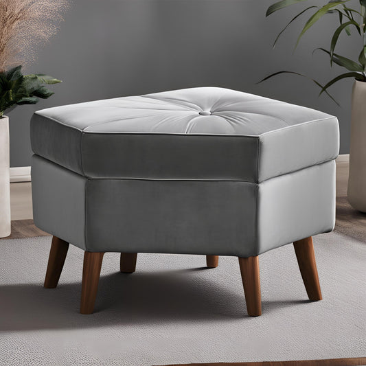 Mid-Century Modern Wooden Ottoman