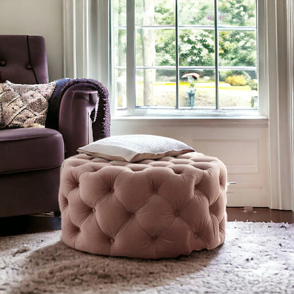 Retro Button Tufted Fabric Ottoman Bench for Living Room Office Bedroom