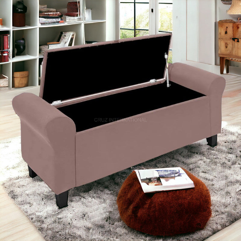 Velvet Fabric Ottoman Bench Couch with storage for Room & Office Solid Wood Settee