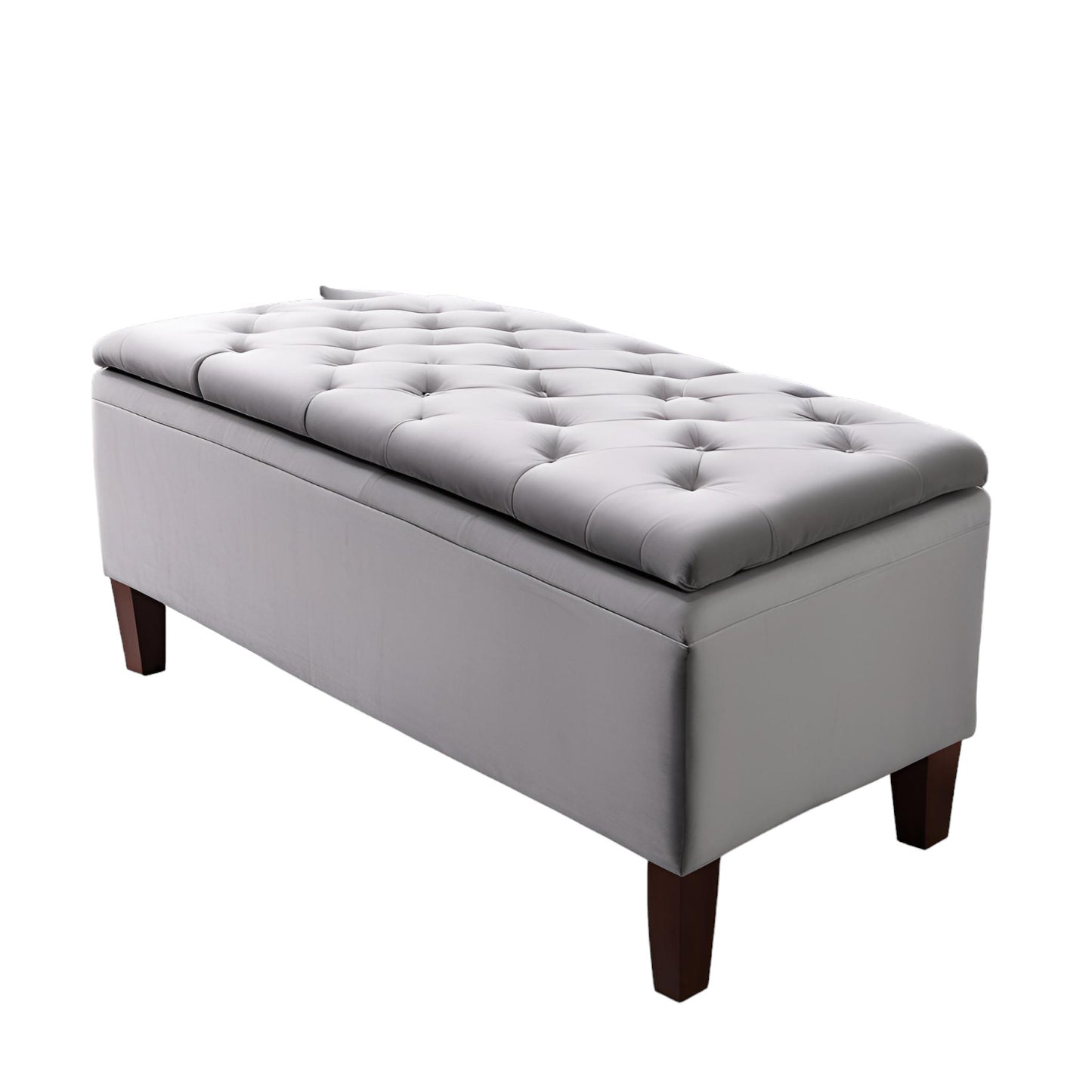 Fabric Velvet-Topped Wooden Bench