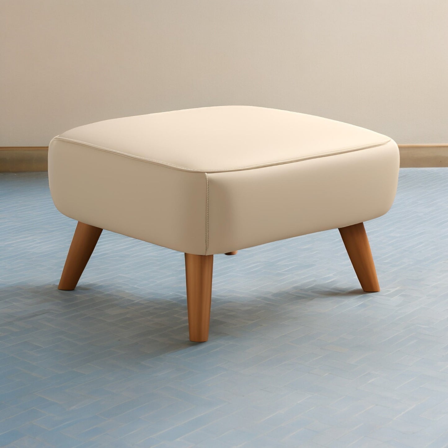 PineCrafts Square Shape Puffy Ottoman (Beige)