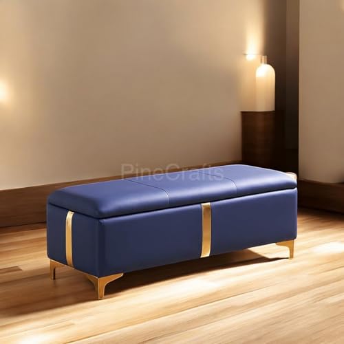 PineCrafts Stylish Ottoman Settee Bench | Fabric Upholstery | Storage, Seating, and Footrest for Living Room & Bedroom (Firoze)