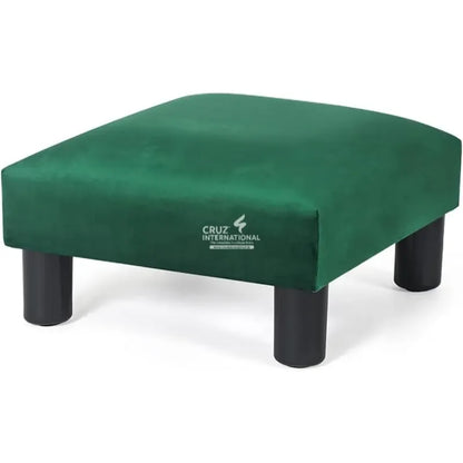 Wooden Velvet Puff Square Ottoman CRUZ INTERNATIONAL