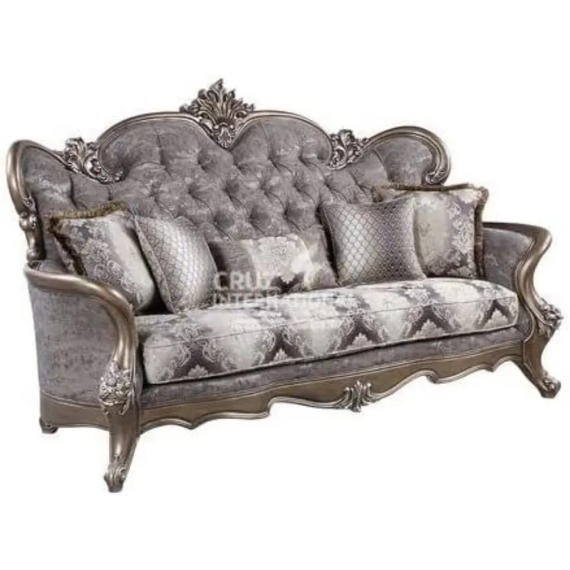 Luxury Carving Work Teakwood Sofa (6 Seater with Table) CRUZ INTERNATIONAL