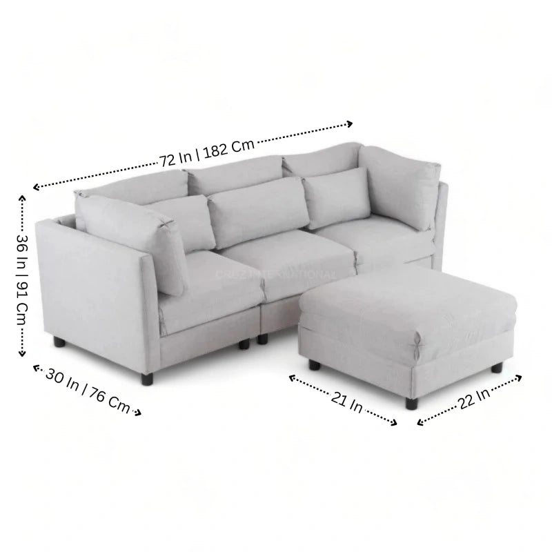 Modern Cute Look 4 Seater L Shape Fabric Sofa for Your Living Room Office