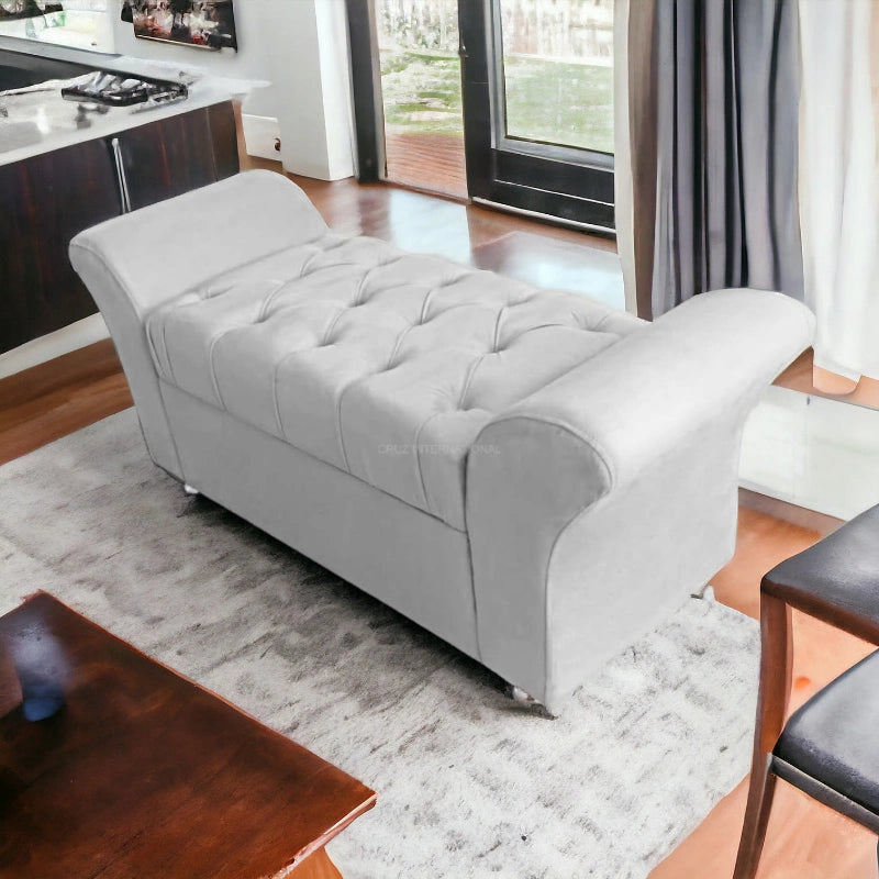 Modern Look Cute Fabric Ottoman with Storage for Living Room Office Bedroom