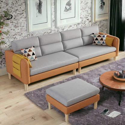 Retro Cute Look 3 Seater L Shape Fabric Sofa for Your Living Room Office