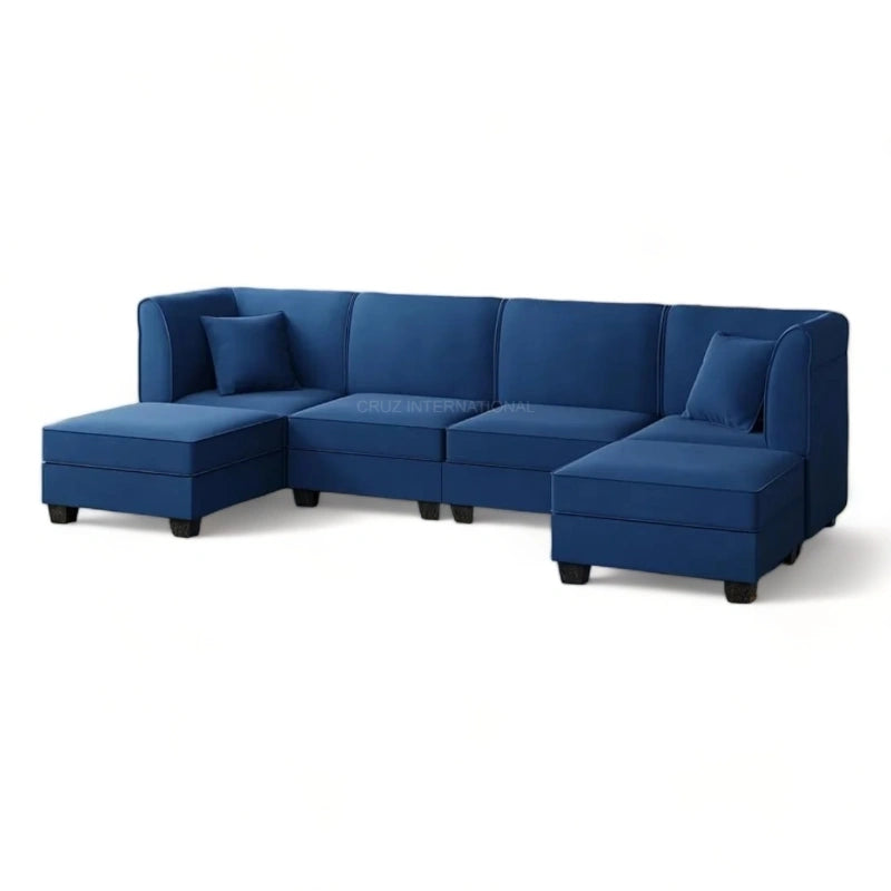 Retro Cute Look 3 Seater L Shape Fabric Sofa for Your Living Room Office