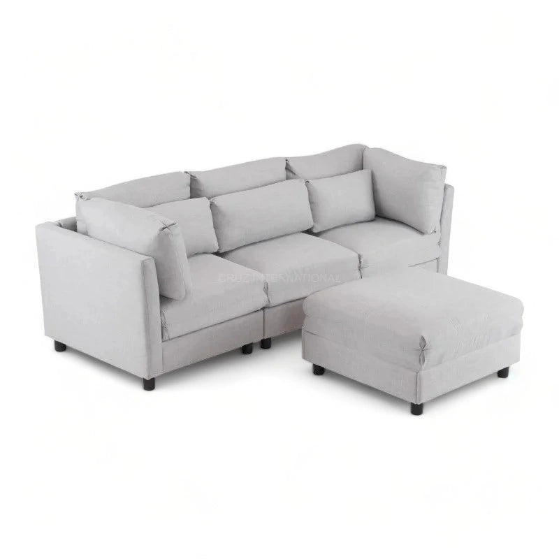 Modern Cute Look 4 Seater L Shape Fabric Sofa for Your Living Room Office