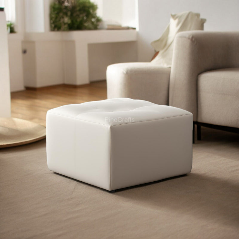 PineCrafts Square Puffy Ottoman (Beige)