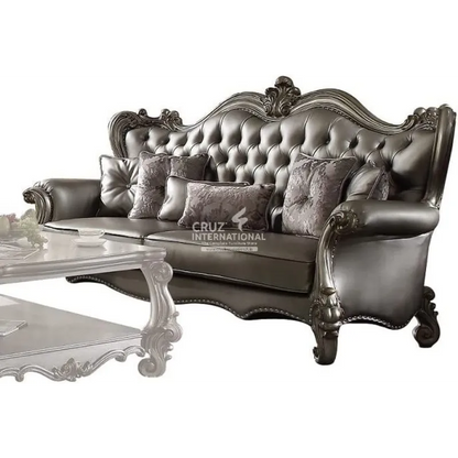 Luxury Carved Teakwood Dark Sofa (6 Seater with Table) CRUZ INTERNATIONAL