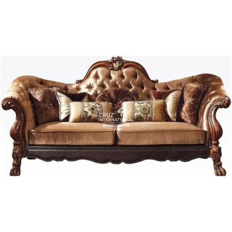 Royal Carving Brown Sofa (7 Seater with Table) CRUZ INTERNATIONAL