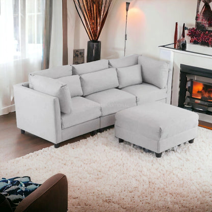 Modern Cute Look 4 Seater L Shape Fabric Sofa for Your Living Room Office