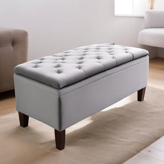 Fabric Velvet-Topped Wooden Bench