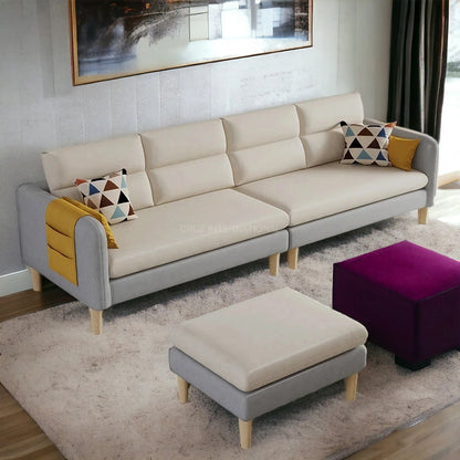 Retro Cute Look 3 Seater L Shape Fabric Sofa for Your Living Room Office