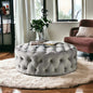 Retro Button Tufted Fabric Ottoman Bench for Living Room Office Bedroom