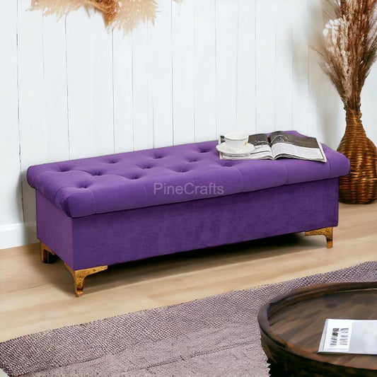 PineCrafts Plush Velvet Settee, Bench & Ottoman Set with Storage - Solid Wood Frame -Perfect for Elegant Living Spaces (Rani)