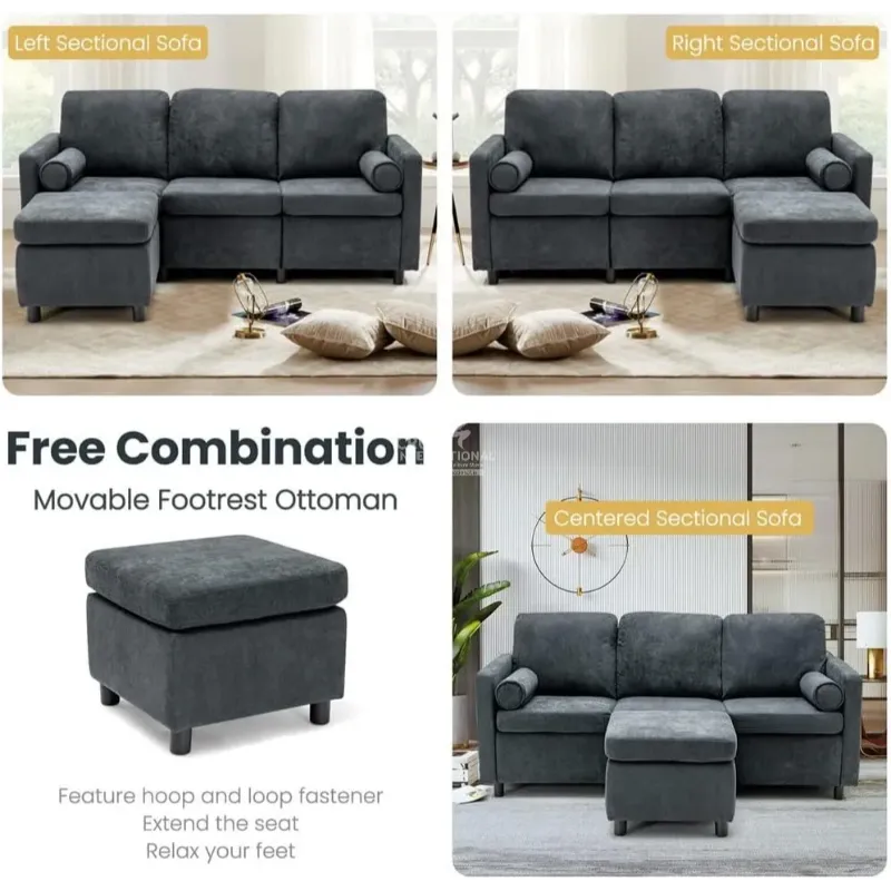 Modern and Sleek Sectional Sofa CRUZ INTERNATIONAL