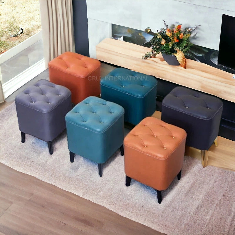 Modern Look Cute Fabric Ottoman Footrest for Living Room Office Bedroom