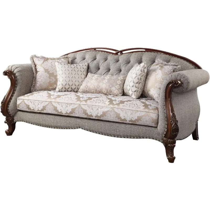 Classic Luxury Carved Teakwood Sofa (6 Seater with Table) CRUZ INTERNATIONAL