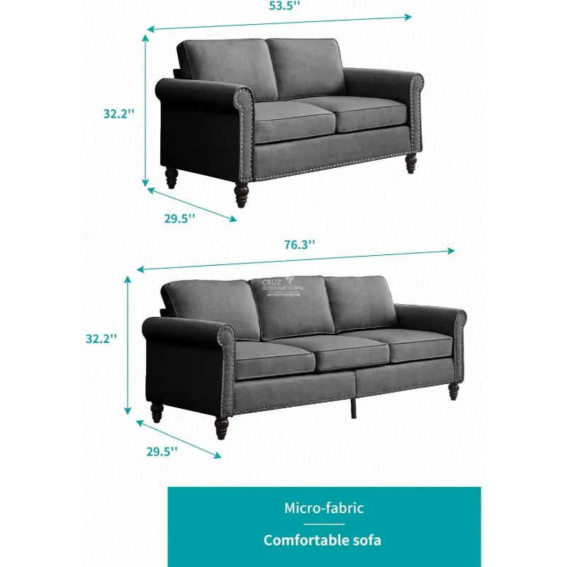 Modern Lorenzo Sofa CRUZ INTERNATIONAL