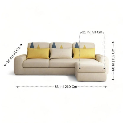 Modern Cute Look 4 Seater L Shape Fabric Sofa for Your Living Room Office