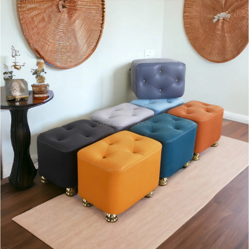 Modern Look Cute Fabric Ottoman Footrest for Living Room Office Bedroom