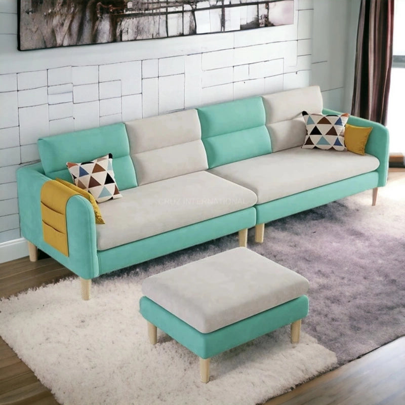 Retro Cute Look 3 Seater L Shape Fabric Sofa for Your Living Room Office