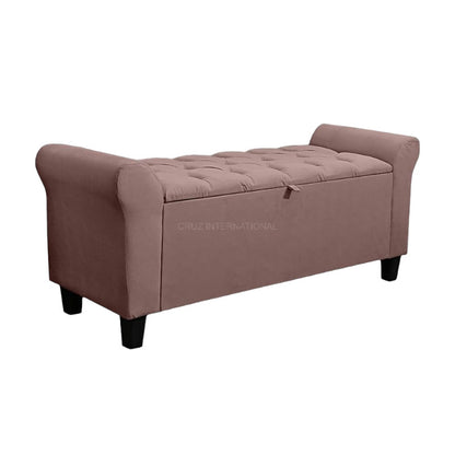 Velvet Fabric Ottoman Bench Couch with storage for Room & Office Solid Wood Settee