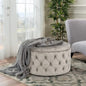 Velvet Wood Circle Ottoman CRUZ INTERNATIONAL