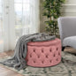 Velvet Wood Circle Ottoman CRUZ INTERNATIONAL