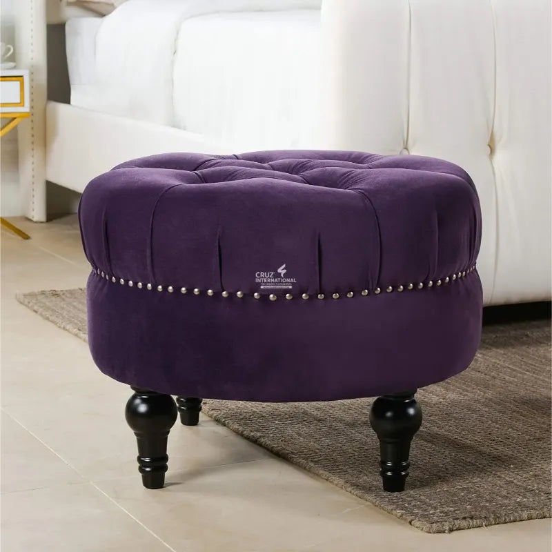 Round Velvet Footstool CRUZ INTERNATIONAL