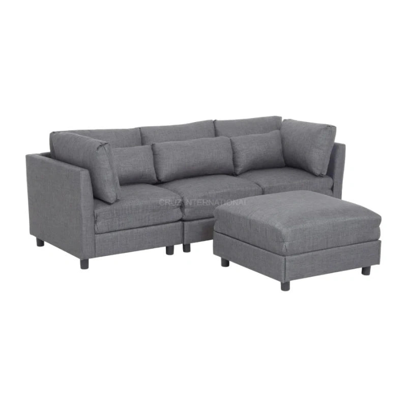 Modern 3 Seater L Shape Fabric Sofa for Your Living Room Office