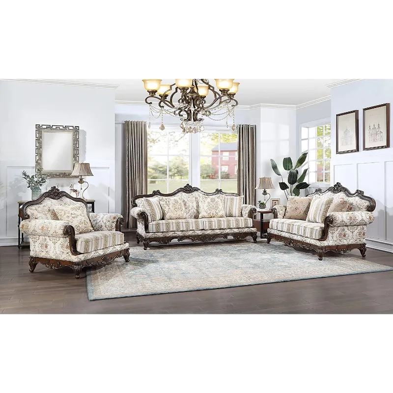 Classic & Luxury Home Carving Teakwood Sofa (6 Seater with Table) CRUZ INTERNATIONAL