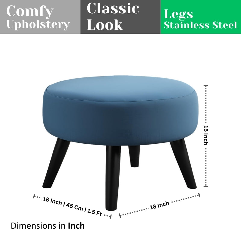 PineCrafts Round Shape Puffy Ottoman (Blue)