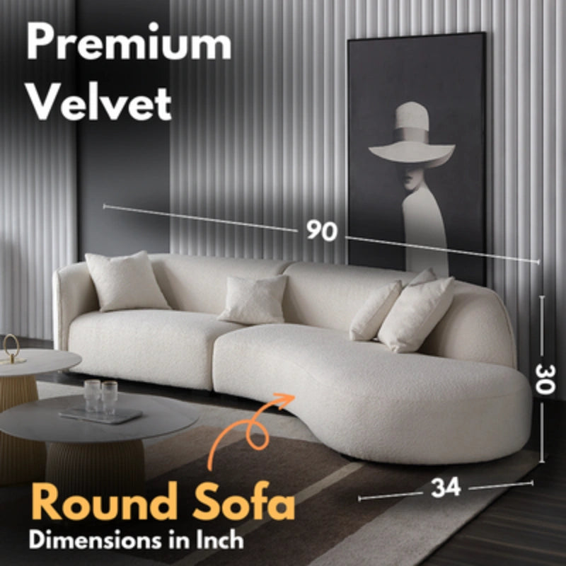 Solid Wood Round Sofa | Off White