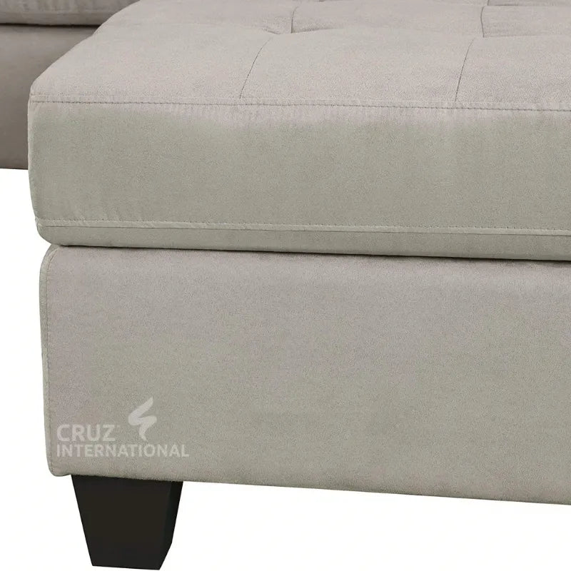 Modern L-Shape Sofa 5-Seater Solid Wood