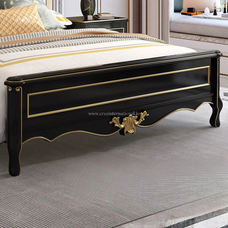 Black Maharaja Carving Bed (With Golden)