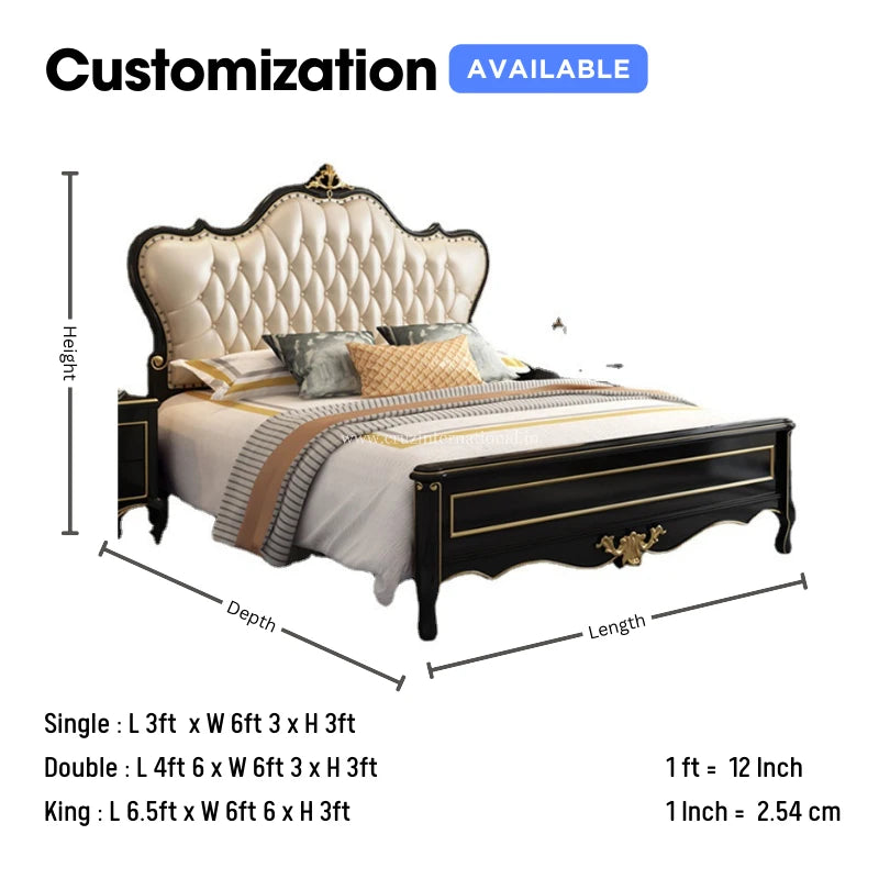 Black Maharaja Carving Bed (With Golden)