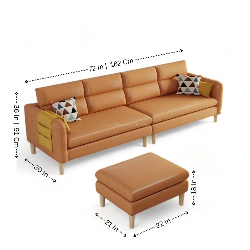 Retro Cute Look 3 Seater L Shape Fabric Sofa for Your Living Room Office