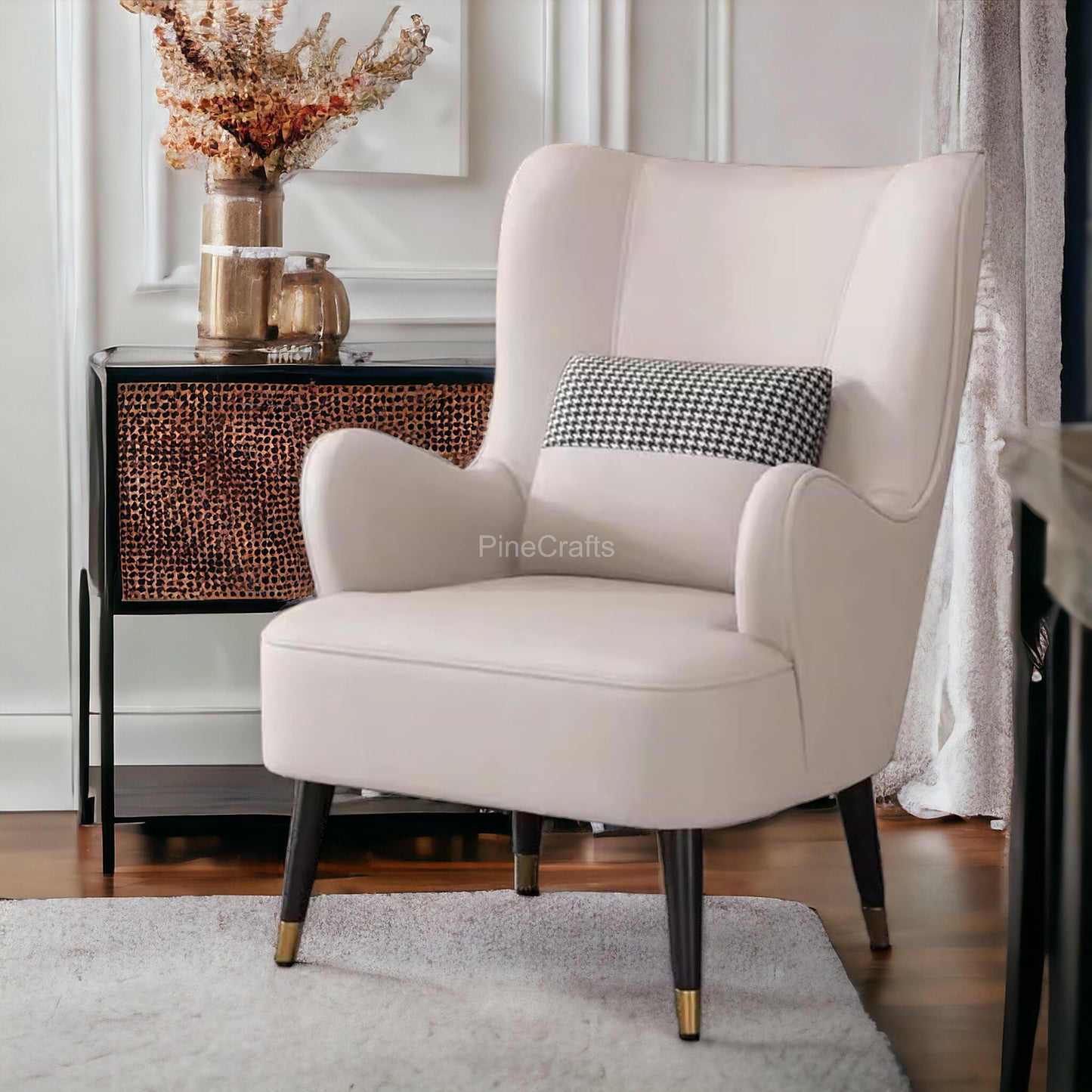 Modern Fabric Wingback Chair