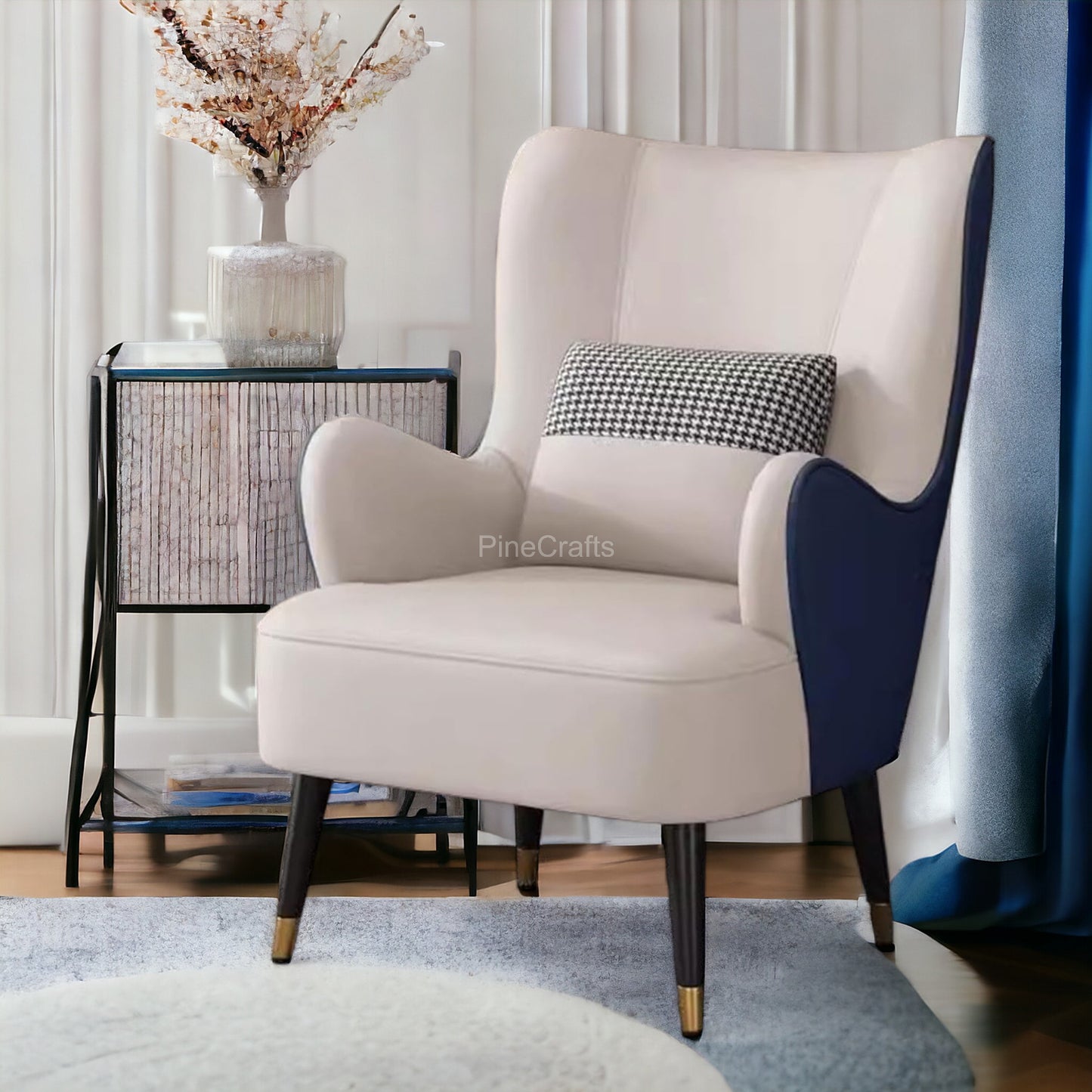 Modern Fabric Wingback Chair