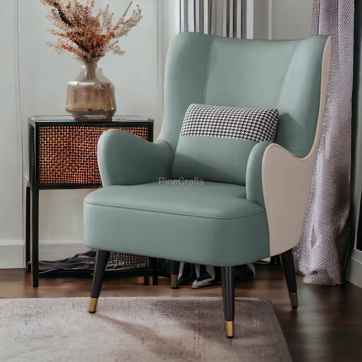 Modern Fabric Wingback Chair