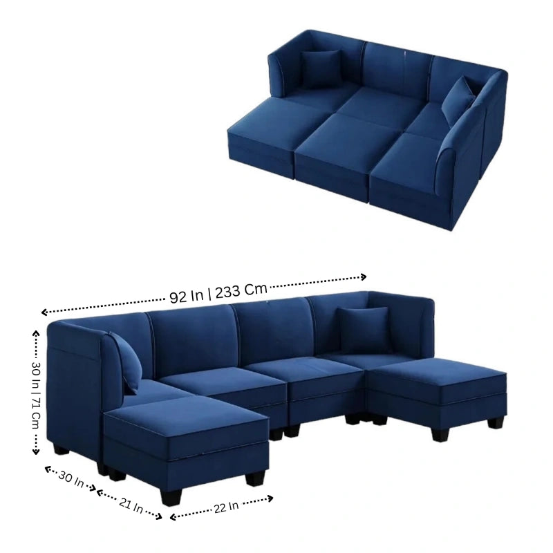 Retro Cute Look 3 Seater L Shape Fabric Sofa for Your Living Room Office