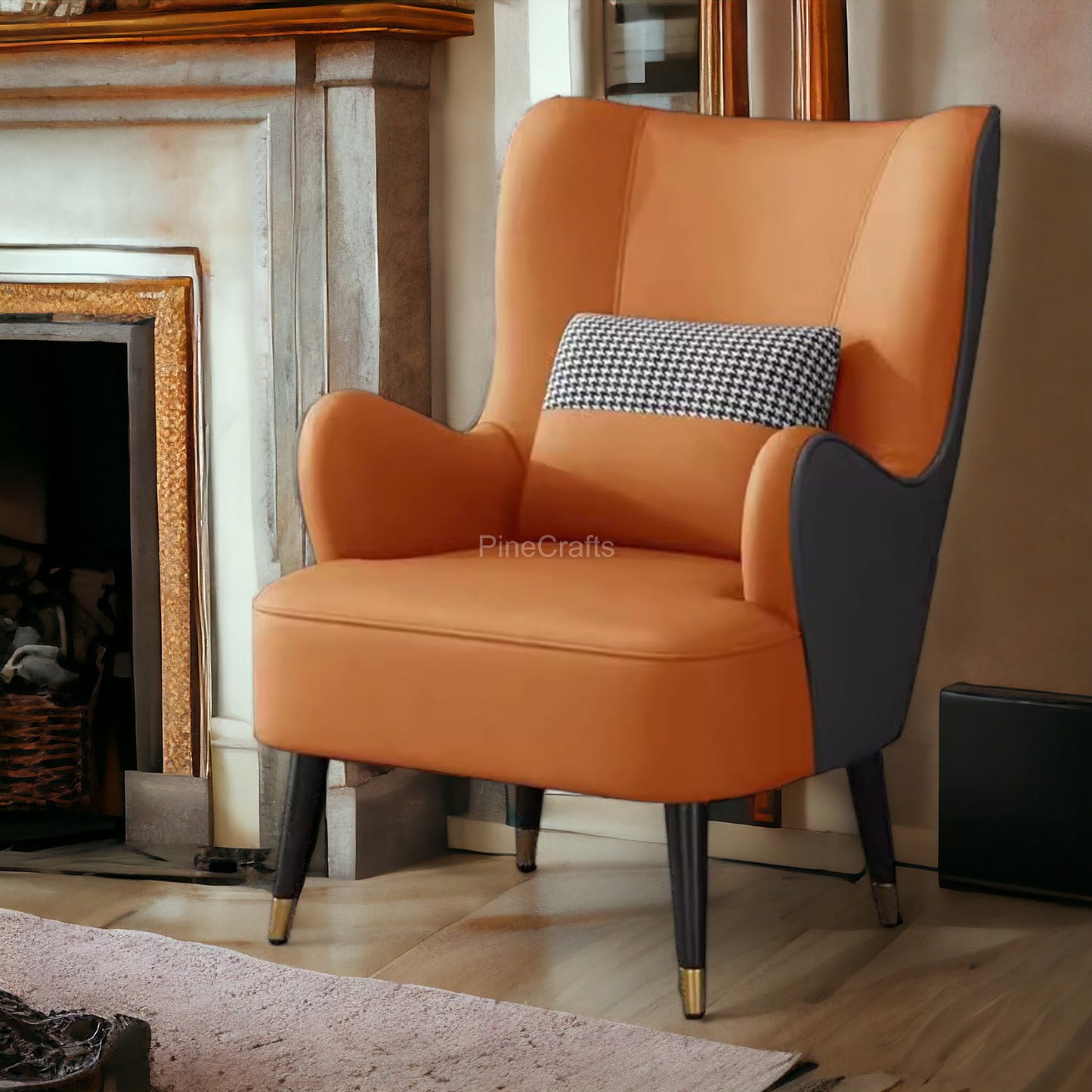 Modern Fabric Wingback Chair