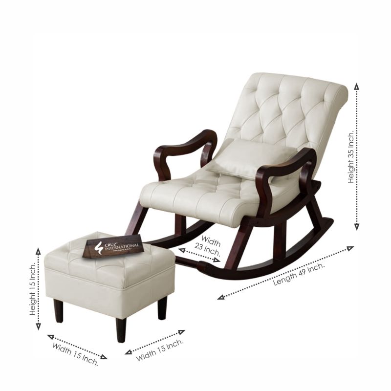 Premium Gustaf Rocking Chair+Footrest | Rosewood | 17 Colours Available CRUZ INTERNATIONAL